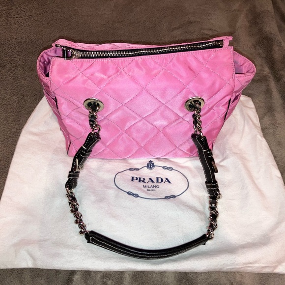 Prada Tessuto Shoulder Bag with Chain Straps, EUC, Authenticated - Picture 1 of 14